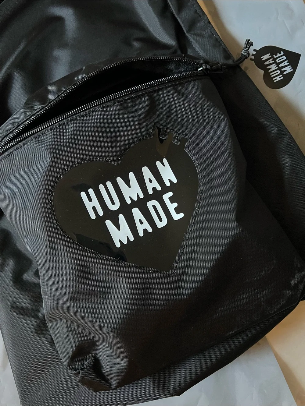 Human Made Black Heart Logo Backpack with Original Bag Proof of Purchase